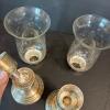 Pair of International Sterling Hurricane Candle Holders with Etched Glass Shades - 7