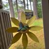 Whimsical Garden Stake Set &ndash; Lizards on Shovel, Spinning Yellow Flower with Hummingbird, Funny Sign, & Flower - 5