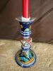 Painted Talavera Style Mexican Ceramic Candlestick Holder - 2