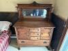 Antique Oak Sideboard Buffet with Mirror - 2
