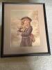 16"x20" Antique H. Hallett & Co. 1879 Chromolithograph "Boy in the Snow" Framed