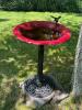 Decorative Red & Black Cast Metal Outdoor Bird Bath - 2