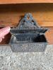 Vintage Wilton Cast Iron Wall-Mount Match Holder with Hinged Lid and Ornate Scrollwork - 2