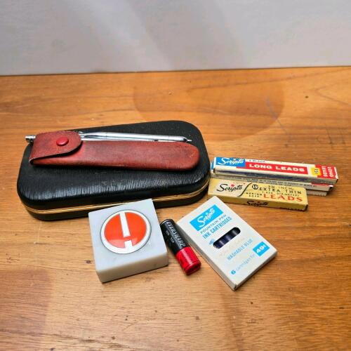 Waterman's Hundred Year Pen Set, Transparent Red, Fountain Pen & Mechanical Pencil, Original Case