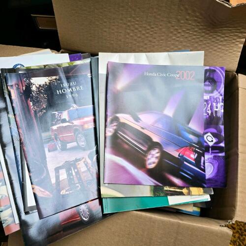Large Lot of Vintage Car Brochures & Books - Mazda, Toyota, BMW, Honda, More Items
