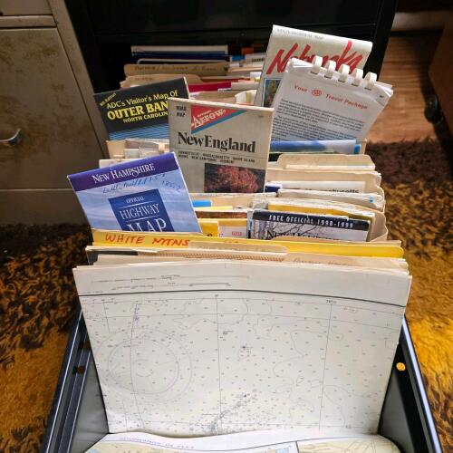 Large Vintage Road Map & Nautical Chart Collection