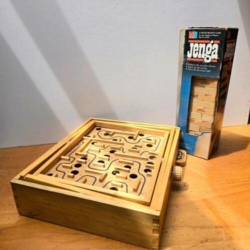 Wooden Labyrinth Marble Maze Game with Jenga