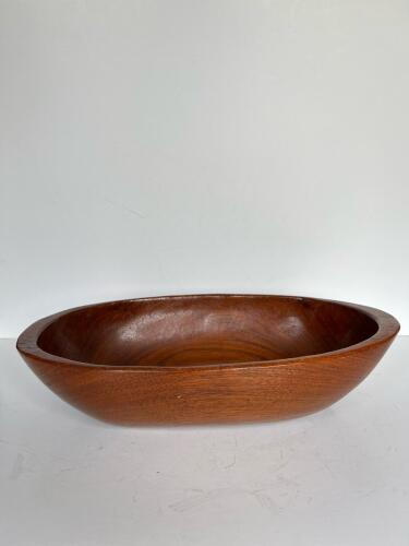 Large Mid-Century Modern Teak Oval Wooden Serving Bowl