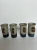 Stoneware Mug & Saucer Set, Speckled Gray, Blue Trim, 4 Mugs - 2