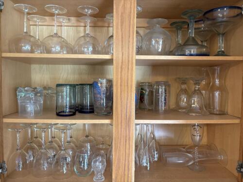 Glass and Stemware Cabinet Lot