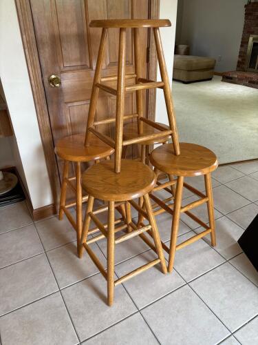 Set of 5 Oak Backless Counter Stools