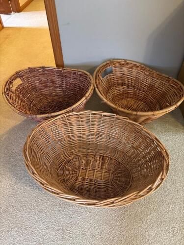 Set of 3 Large Wicker Laundry Baskets