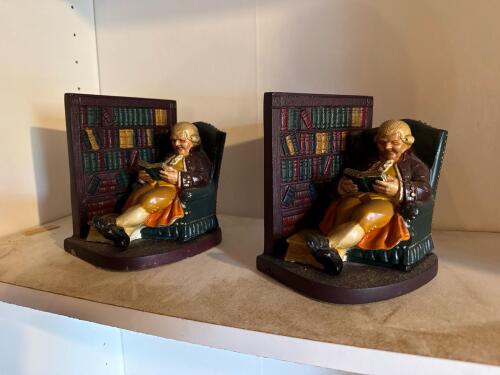 Seated Gentleman Reader Bookend Pair