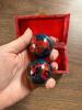 Blue Cloisonn&eacute; Dragon Baoding Balls with Red Brocade Case - 3
