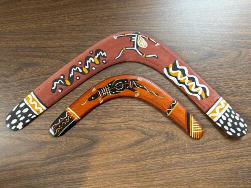 Hand-Painted Aboriginal Design Returning Boomerangs