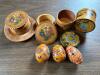 Hand-Painted Russian and European Folk Art Wooden Trinket Boxes & Egg Collection
