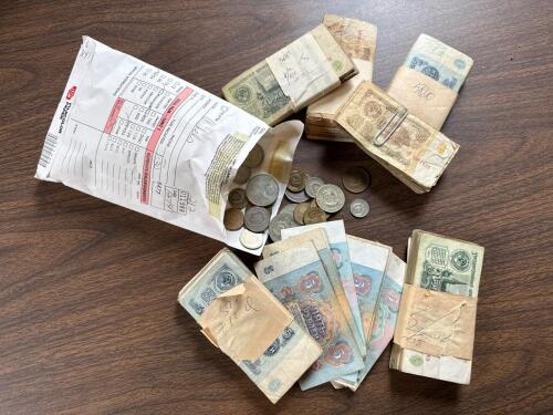 Large Lot of USSR (CCCP) 1961-1991 Ruble Banknotes & Coins