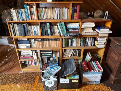 HUGE Book Collection with Wooden Bookshelf