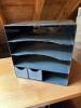 Black Desk Organizer with 5 Curved Trays and 2 Clear Drawers