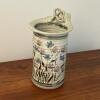 Blue and Pink Floral Stoneware Vase by Cindy Angliss, Signed