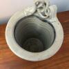 Blue and Pink Floral Stoneware Vase by Cindy Angliss, Signed - 2