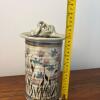 Blue and Pink Floral Stoneware Vase by Cindy Angliss, Signed - 7
