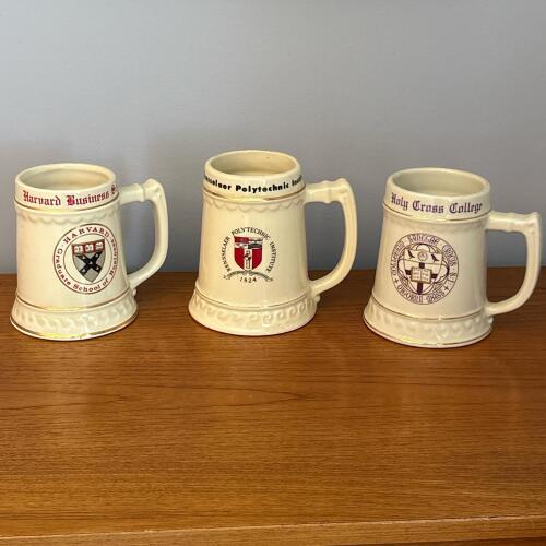 Trio of Vintage College Steins &ndash; Harvard, RPI, Holy Cross