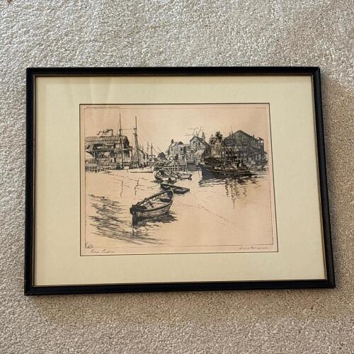 16.5&rdquo; x 12.5&rdquo; Vintage Framed Brown and Bigelow "San Pedro" Harbor Art Print