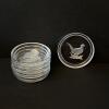 Set of Six Clear Glass Coasters - Etched Bird Motif