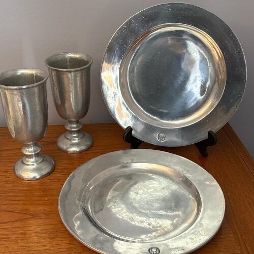 Wilton Armetale Colonial Plate and Goblet Four Piece Set