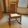 Ladder-Back Wooden Rocking Chair with Seat Cushion