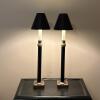 Pair of Contemporary Candlestick Table Lamps - Black and Brass-Tone Metal