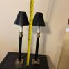 Pair of Contemporary Candlestick Table Lamps - Black and Brass-Tone Metal - 6