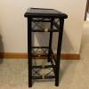Black Three-Tier Bamboo/Rattan Side Table - 2