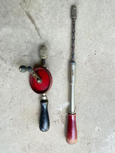 Vintage Millers Falls Eggbeater Hand Drill & Stanley Yankee Push Drill