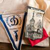 Soviet-Era Vologda Memorabilia Lot: Pennants, Linen Bag, Wooden Plaque - 7