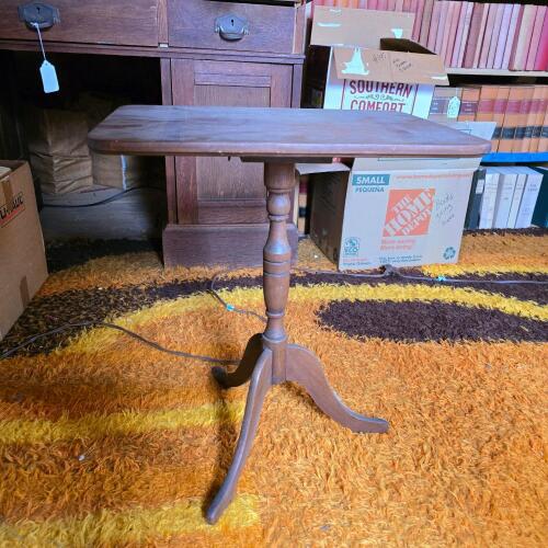 Vintage Tilt-Top Pedestal Side Table, Tripod Base, 18"x13"x22.75"