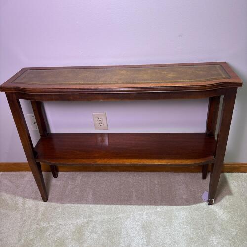 Vintage Console Table with Leather Inlay Top