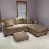 Max Home Beige Microsuede Sectional Sofa with Chaise and Ottoman