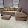 Max Home Beige Microsuede Sectional Sofa with Chaise and Ottoman - 2