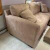 Max Home Beige Microsuede Sectional Sofa with Chaise and Ottoman - 3