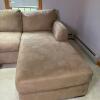Max Home Beige Microsuede Sectional Sofa with Chaise and Ottoman - 5