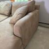 Max Home Beige Microsuede Sectional Sofa with Chaise and Ottoman - 11