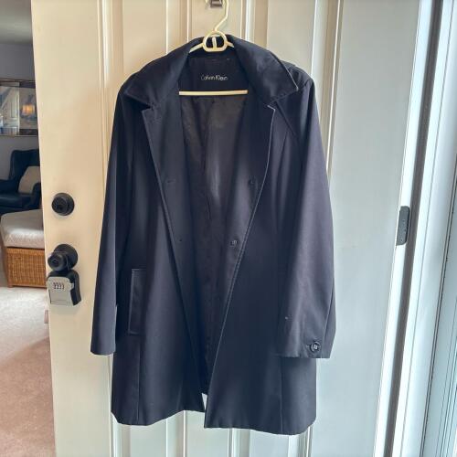 Calvin Klein Black Trench Coat w/ Detachable Hood