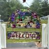 AMIA Hand-Painted Stained Glass Welcome Panel with Vineyard Design