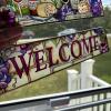 AMIA Hand-Painted Stained Glass Welcome Panel with Vineyard Design - 6