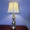 Brushed Metal Table Lamp with White Fabric Shade