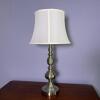 Brushed Metal Table Lamp with White Fabric Shade - 2