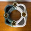 Handmade Ceramic 4-Arm Candle Holder with Green & White Glaze, Signed - 2