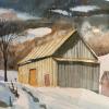 23"x18" Framed R. Alden Burt Rural Winter Landscape Watercolor Painting - 3